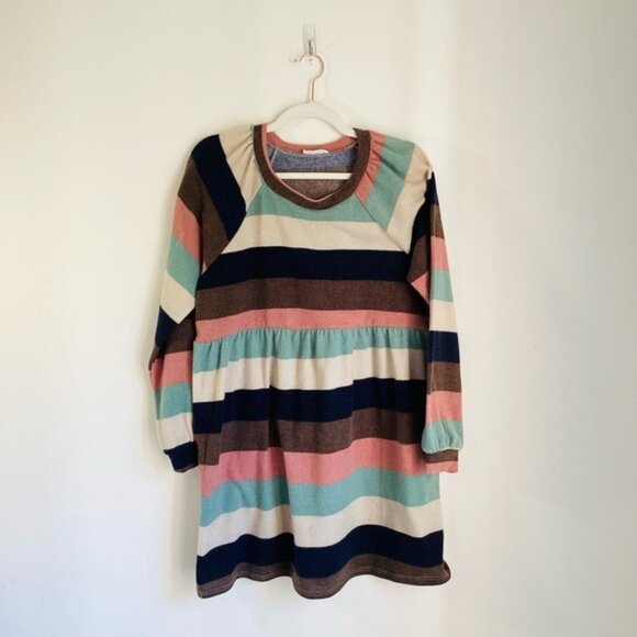 Multicolor Striped Fleece Long Sleeve Casual Dress By GeeGee Soft & Cozy Size S - Picture 2 of 8